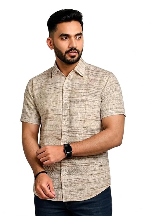 Badbrook Men's Solid Linen Blend Shirt | Regular Fit Full Sleeve